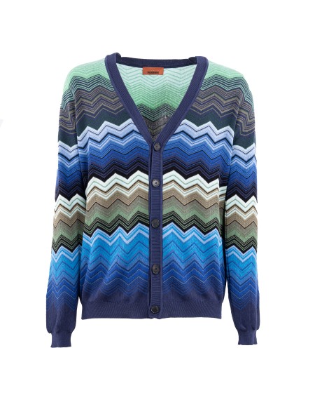 Shop MISSONI  Cardigan: Missoni cardigan con macro zig zag e dettagli mélange.
Cardigan con bottoni.
Decorazione con macro zig zag.
Dettagli mélange.
Composizione: 64%Cotone, 28%Poliammide, 8%Viscosa.
Made in Italy.. US25SM07 BK044N-SM9LJ